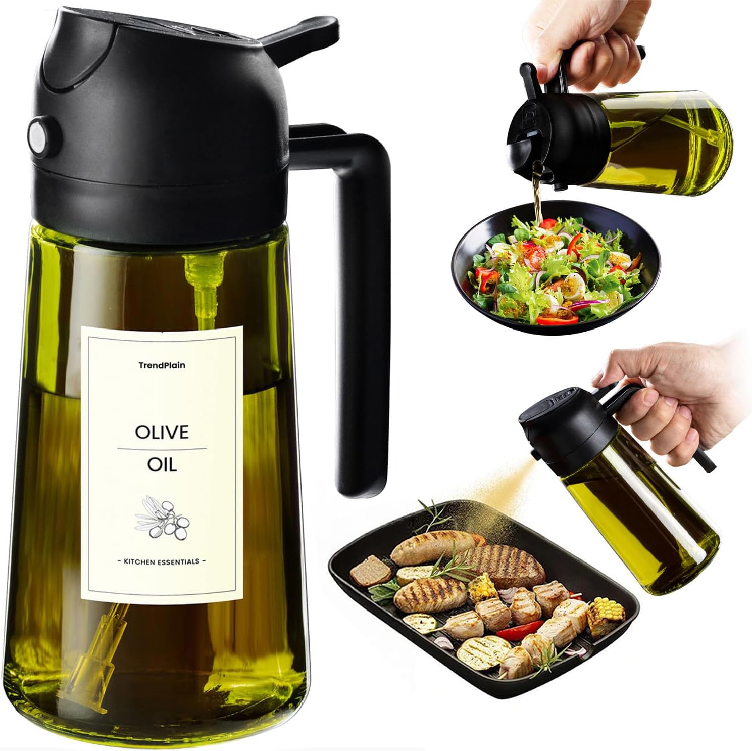 Dispensador de aceite 2-en-1 vidrio 500ml