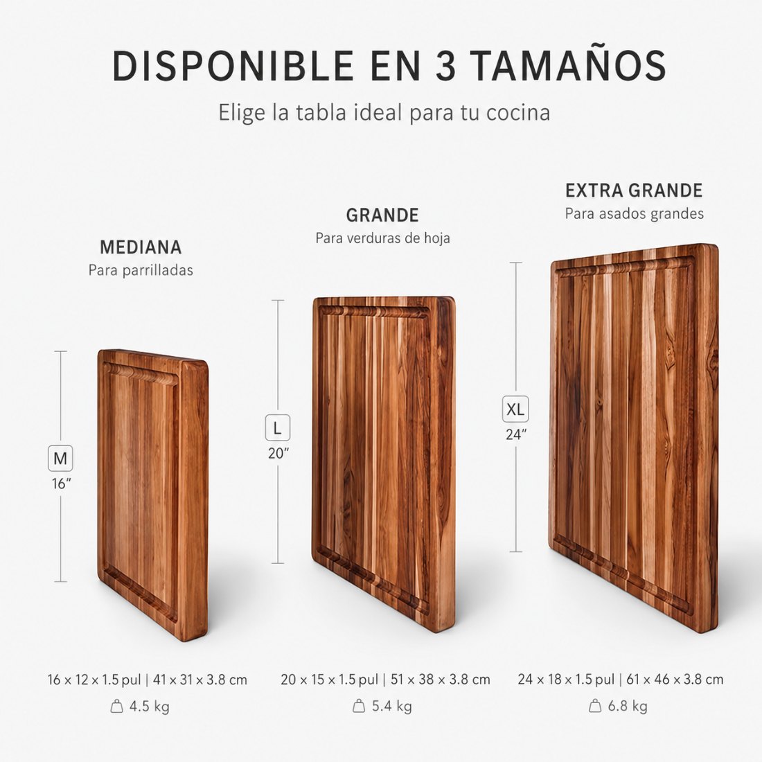 Tabla de teca disponible en 3 tamaños